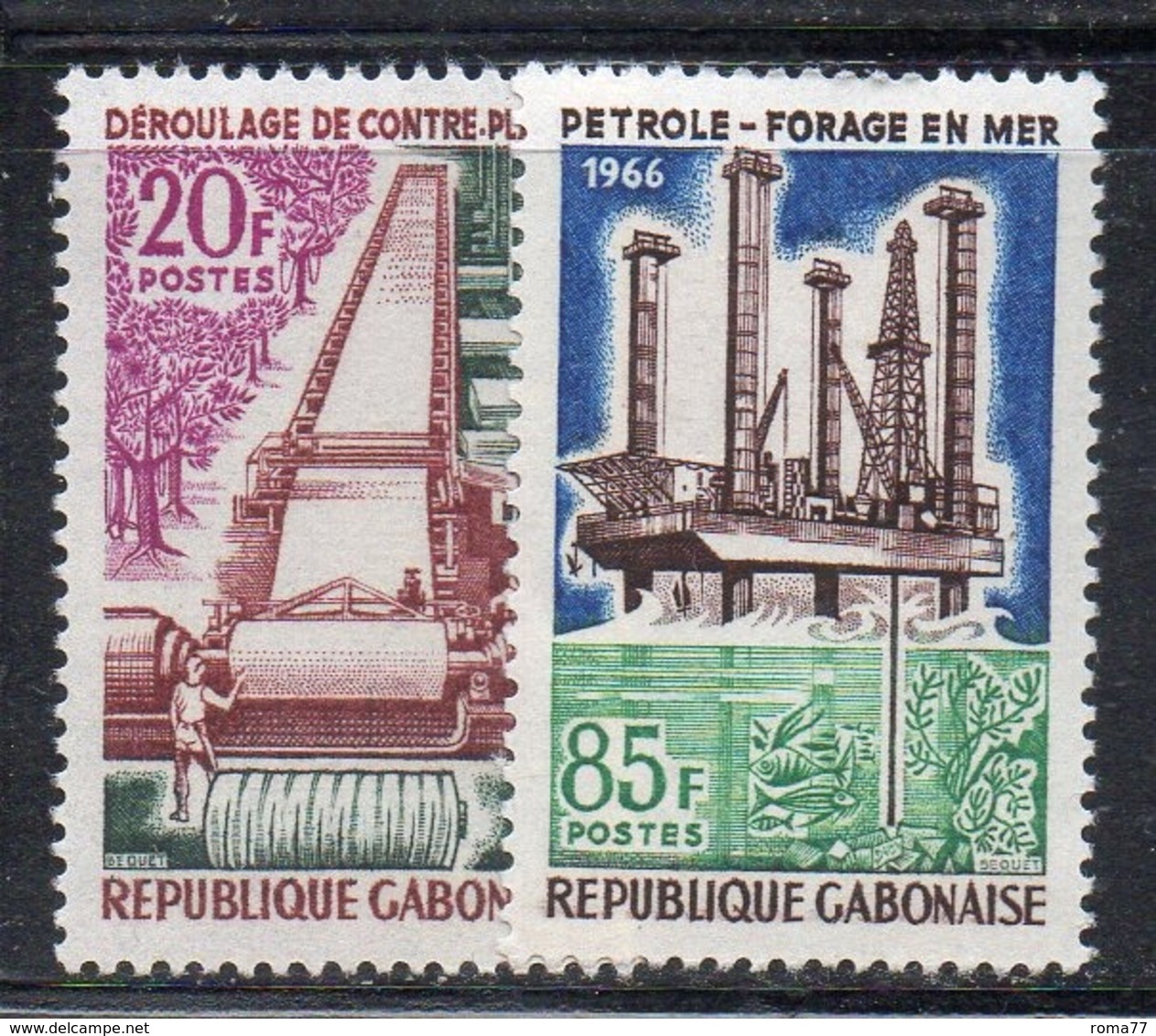 APR2591 - GABON  1966, Yvert Serie N. 196/197  ***  MNH (2380A)  Petrolio - Gabon (1960-...)