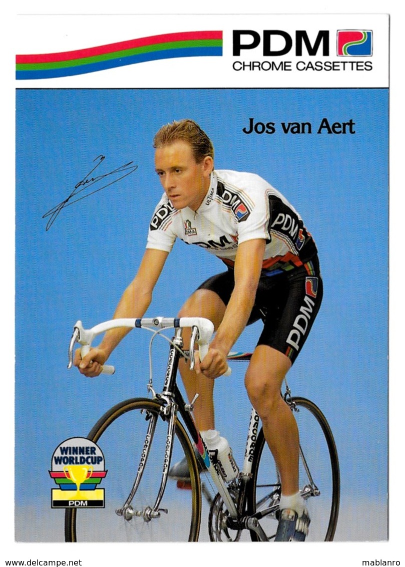 CARTE CYCLISME JOS VAN AERT SIGNEE IMPRESO EN LA CARTE TEAM PDM 1990 - Radsport