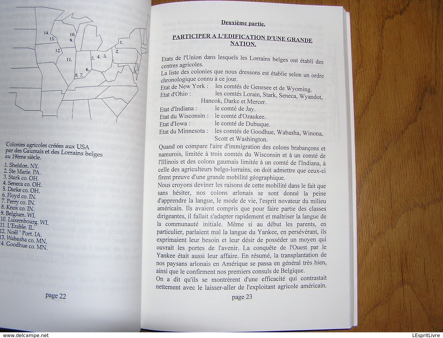 ARLONAIS FONDATEURS DE BELGIUM WISCONSIN Régionalisme Arlon Bonnert Guirsch Hachy Ardenne Emigration Amérique Usa