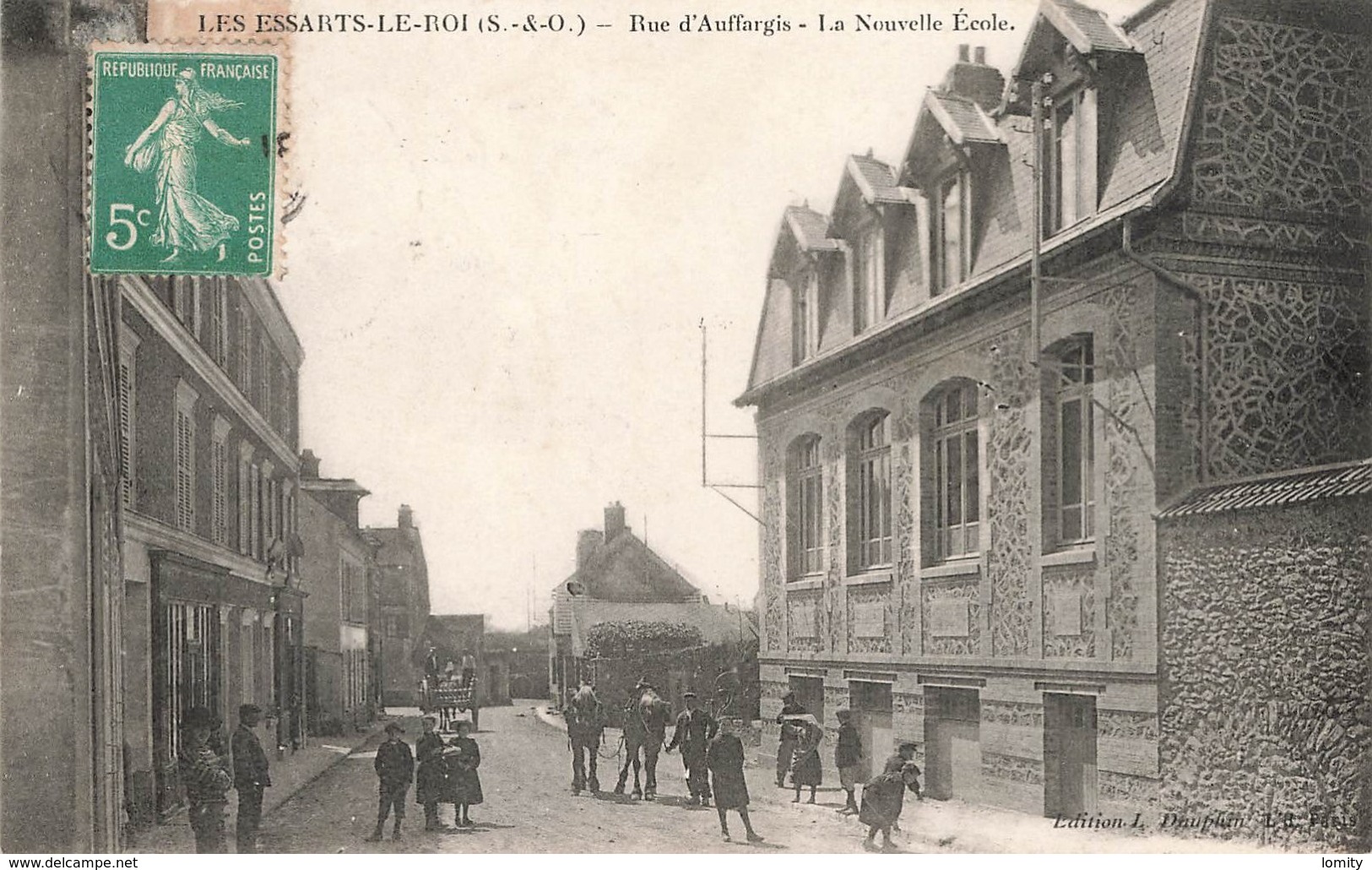 78 Les Essarts Le Roi Rue D' Auffargis La Nouvelle école Cachet 1915 - Les Essarts Le Roi