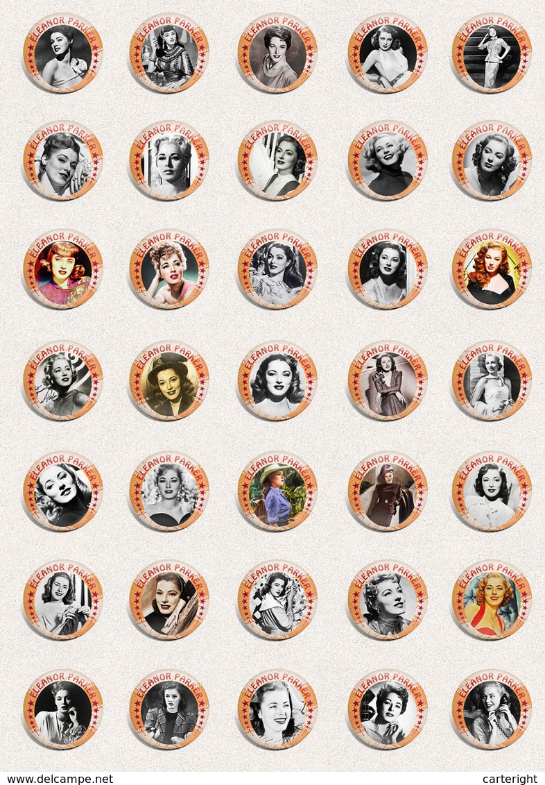 Eleanor Parker Movie Film Fan ART BADGE BUTTON PIN SET 1 (1inch/25mm Diameter) 70 DIFF - Filmmanie