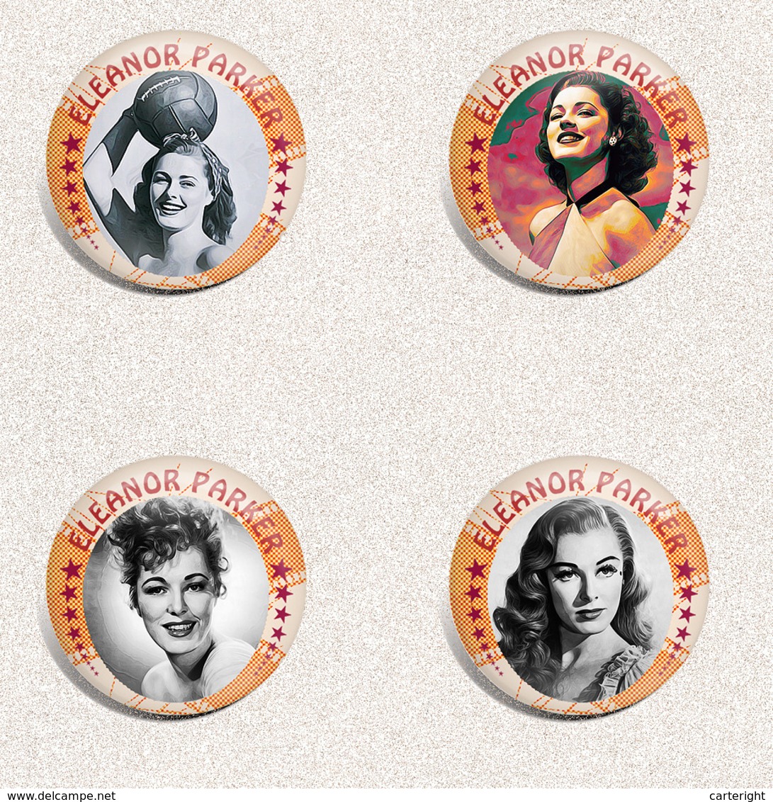 Eleanor Parker Movie Film Fan ART BADGE BUTTON PIN SET 2 (1inch/25mm Diameter) 70 DIFF - Cinema