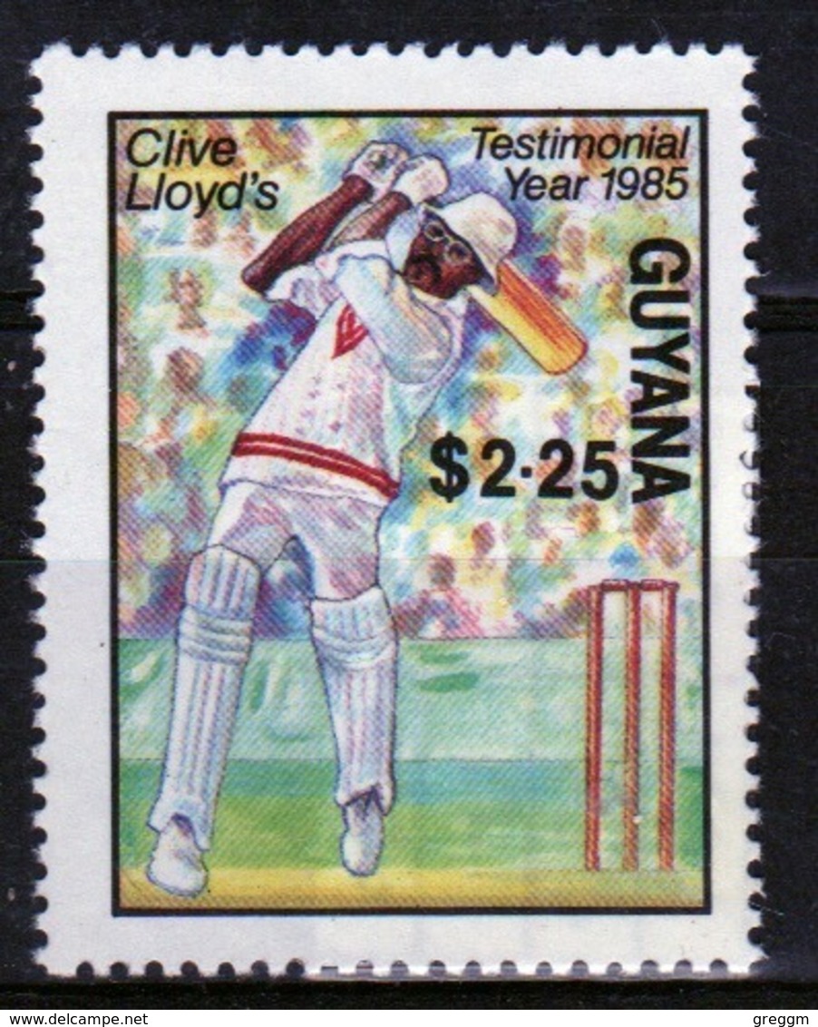 Guyana 1985 Single $2.25c Stamp From The Cricket Clive Lloyds Testimonial Year. - Guyana (1966-...)