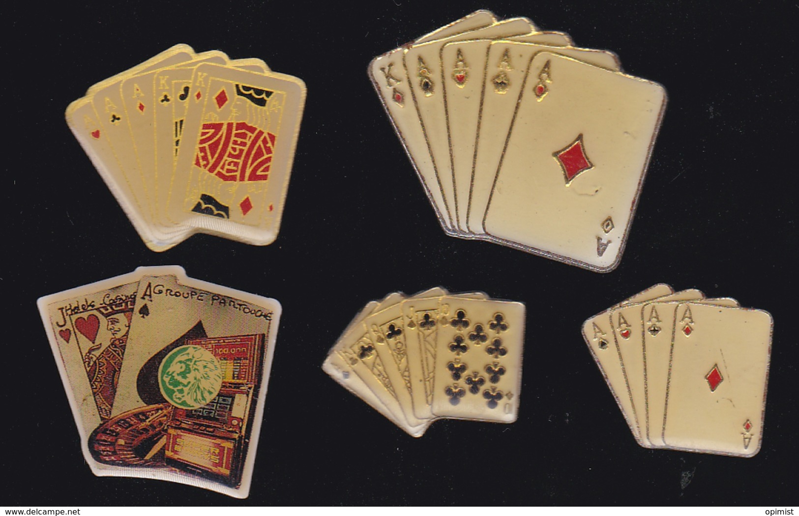 59701-lot De 5  Pin's.cartes à Jouer.poker.belote.ramy. - Jeux