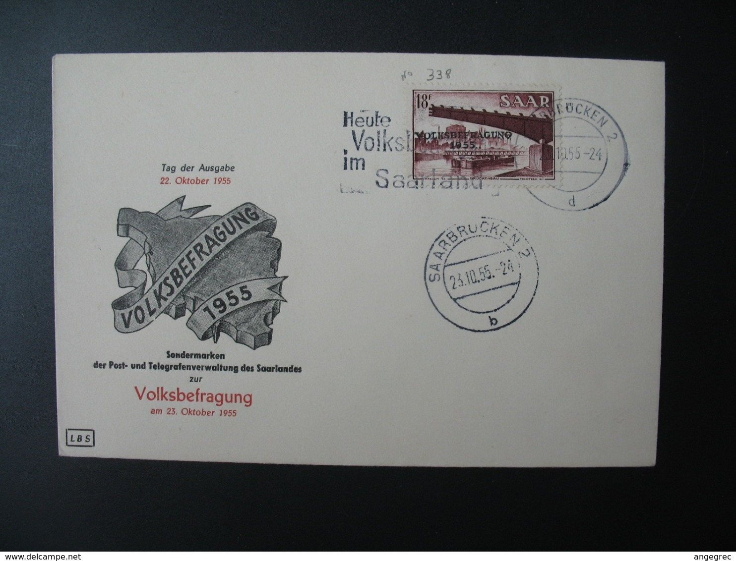 FDC Sarre 1955  -  Volksbefragung  - Consutation Populaire  -  Plébiscite  Suffrage - FDC