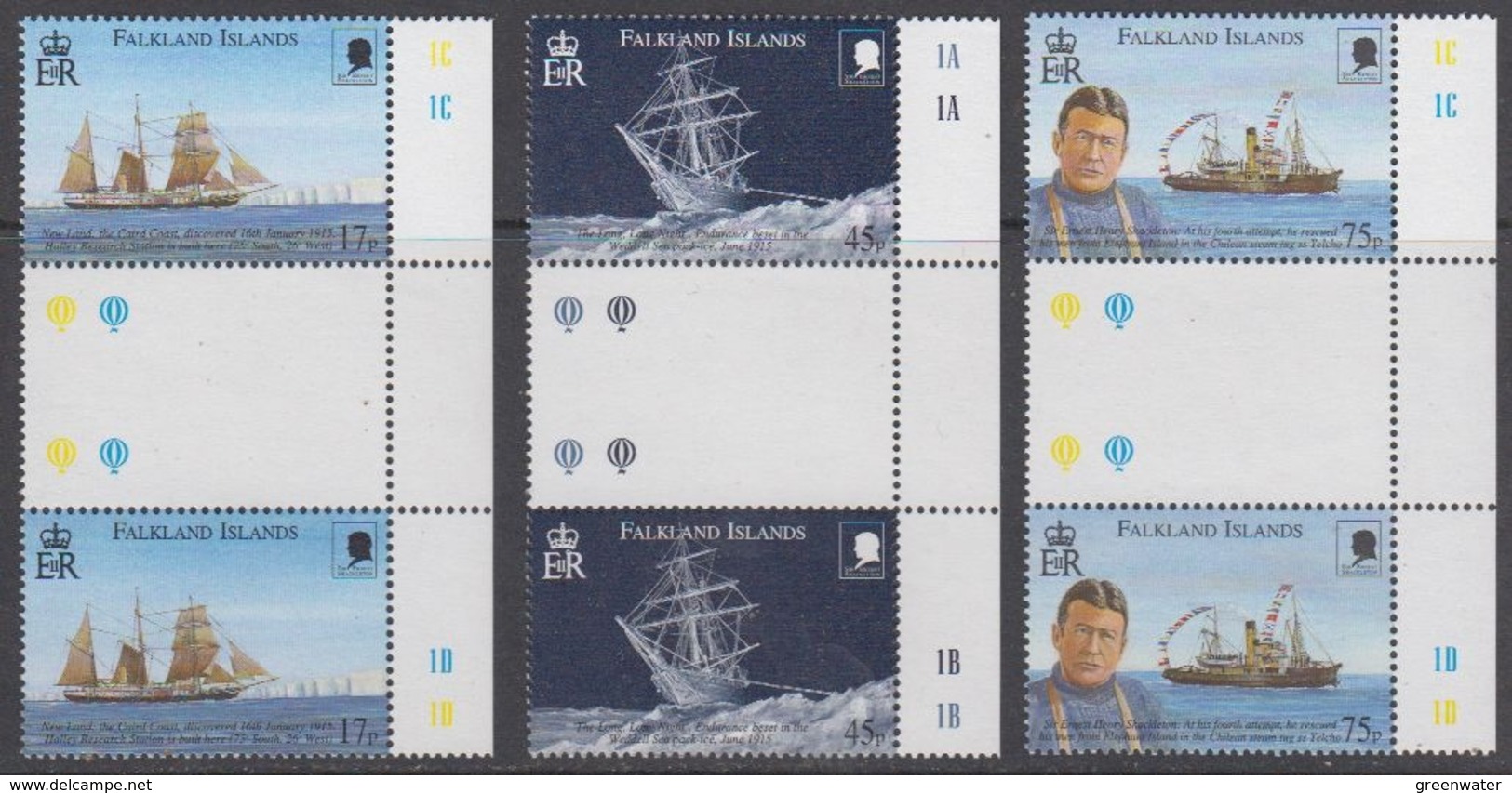 Falkland Islands 2000 Sir Ernest Shackleton 3v (gutter) ** Mnh (44591A) - Falklandeilanden