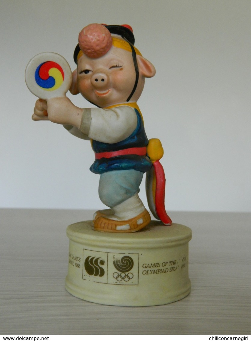 Lot De 6 Statuettes - Statuette - Cochons - Cochon - Pig - 10 Th Asian Games Seoul 1986 - J.O. 1988 - Korea - Asie - Autres & Non Classés