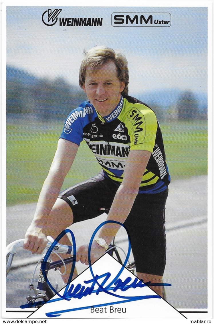 CARTE CYCLISME BEAT BREU SIGNEE TEAM WEINMANN 1990 - Cyclisme