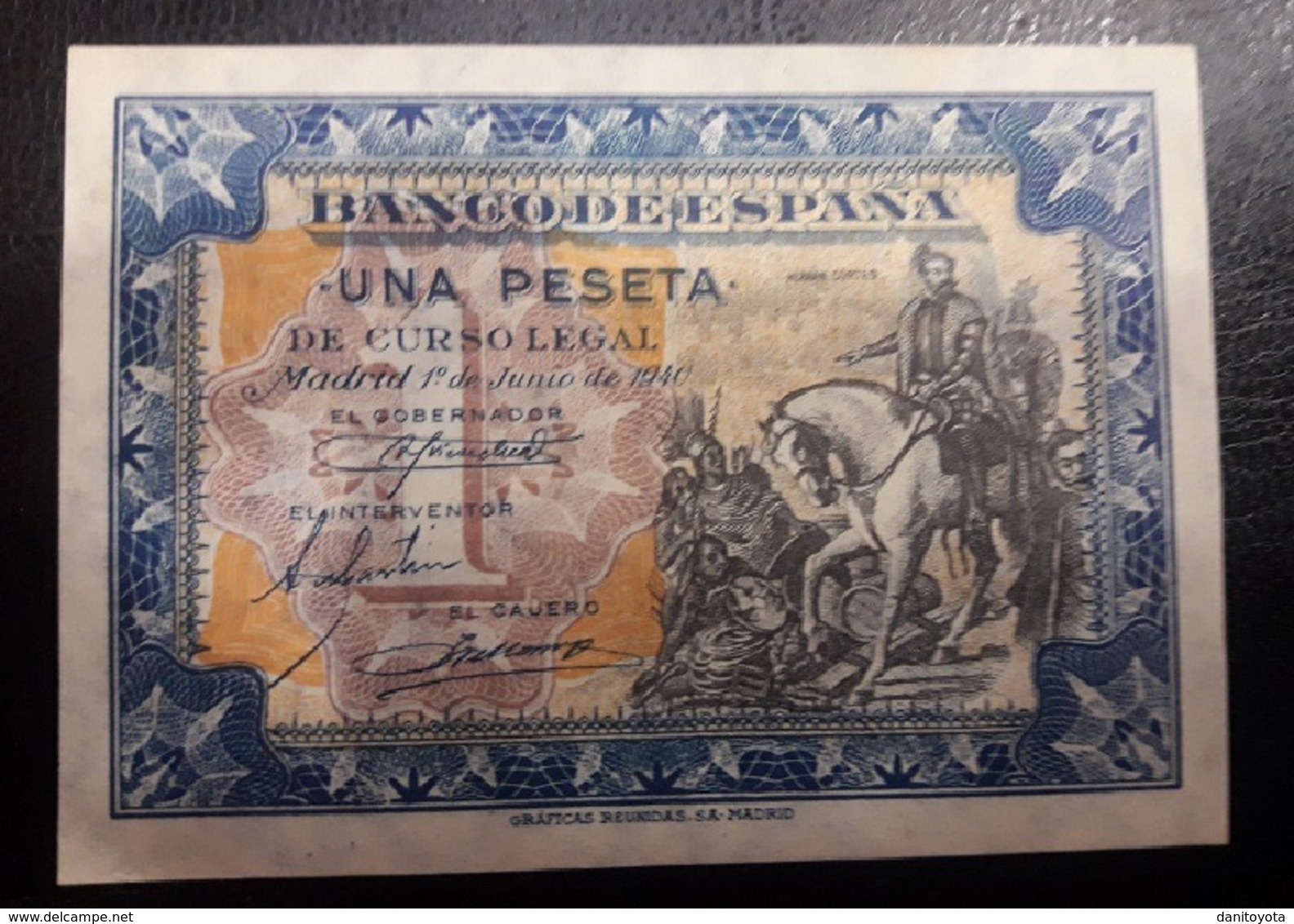 ESPAÑA.  EDIFIL  441.  1 PTA 1 DE JUNIO 1940 SIN SERIE. - 1-2 Pesetas