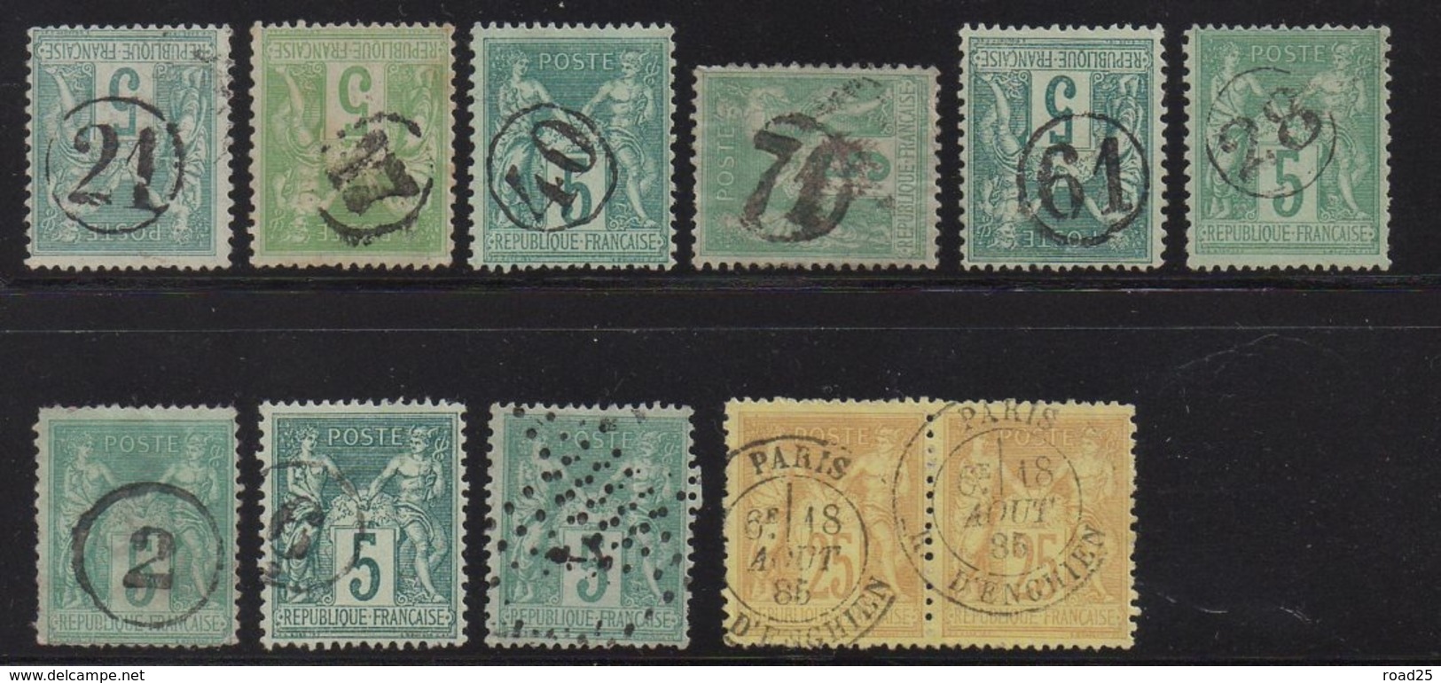 Collection de 85 timbres classiques Napoléon Cérès Sage , nuances et variétés diverses, 2 certificats numériques Calves