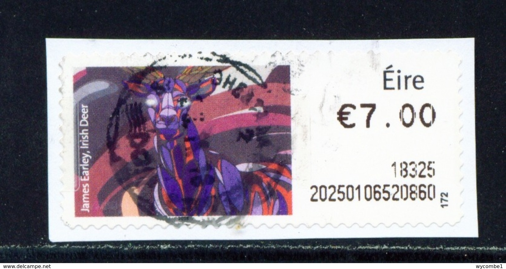 IRELAND  -  2018 James Earley Irish Deer SOAR (Stamp On A Roll)  CDS  Used On Piece As Scan - Usados