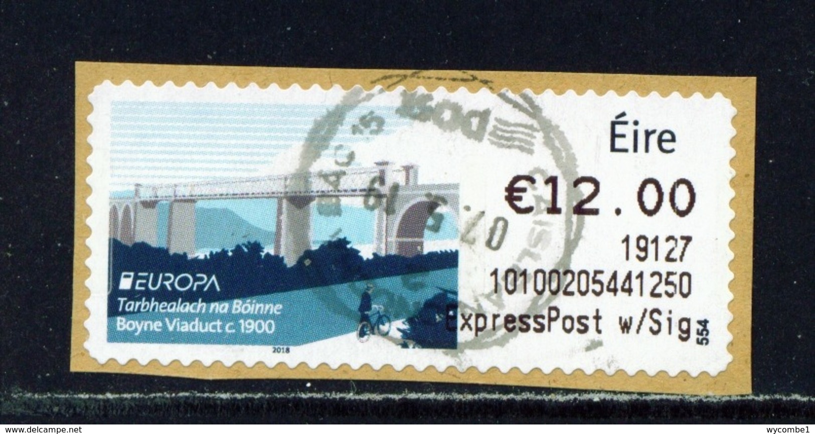 IRELAND  -  2018 Europa Boyne Viaduct SOAR (Stamp On A Roll)  CDS  Used On Piece As Scan - Gebruikt