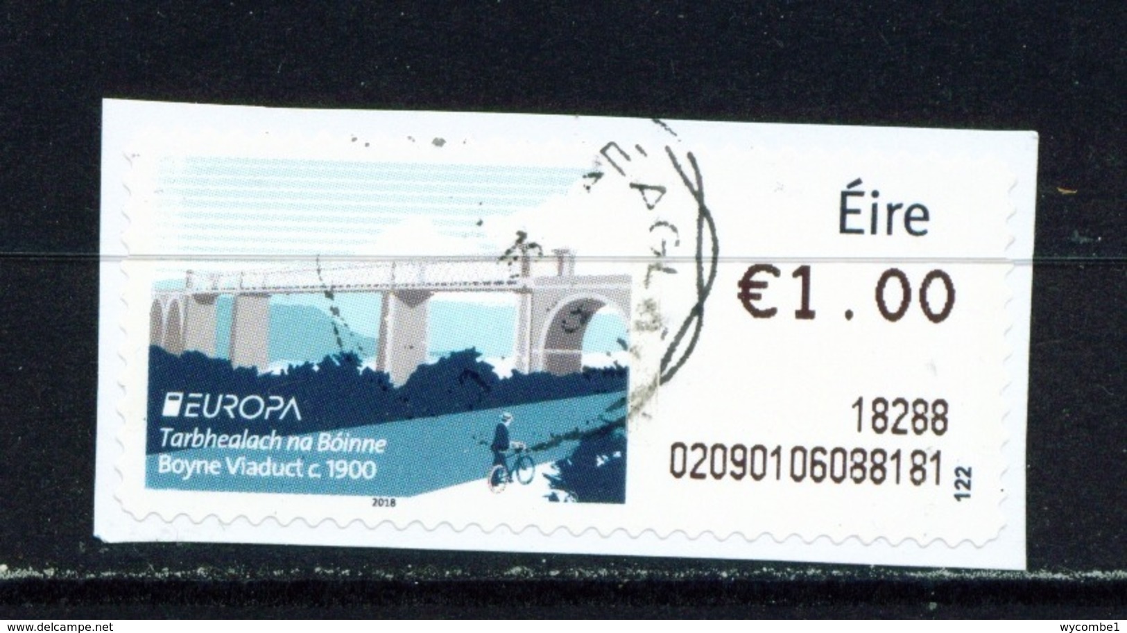 IRELAND  -  2018 Europa Boyne Viaduct SOAR (Stamp On A Roll)  CDS  Used On Piece As Scan - Usados