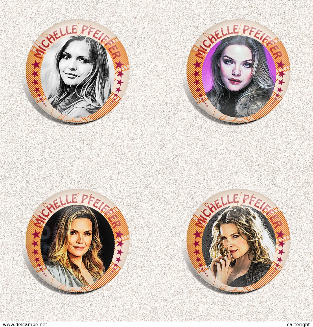 Michelle Pfeiffer Movie Film Fan ART BADGE BUTTON PIN SET 2 (1inch/25mm Diameter) 105 X - Filmmanie