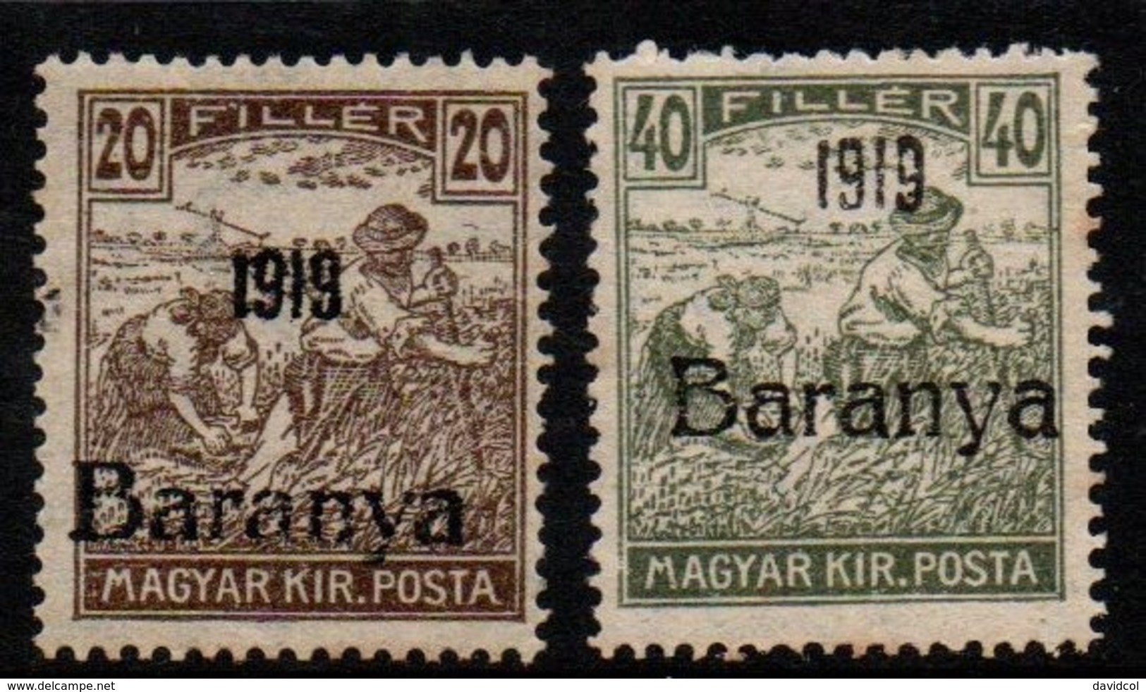 S199.-. HUNGARY - BARANYA- FIRST ISSUE - 1919 - SC#: 16, 19 - MNH - Baranya