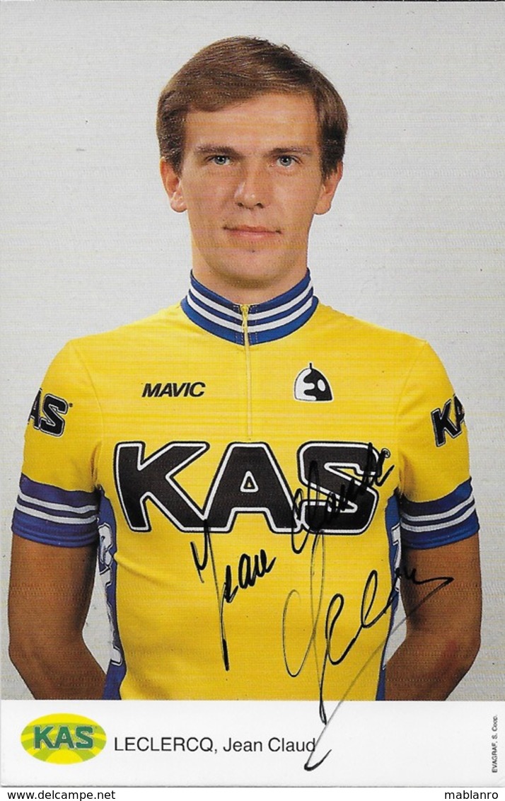 CARTE CYCLISME JEAN CLAUDE LECLERCQ SIGNEE TEAM KAS 1986 - Cyclisme
