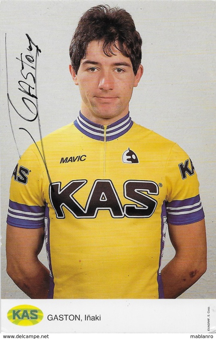 CARTE CYCLISME IÑAKI GASTON SIGNEE TEAM KAS 1986 - Cyclisme