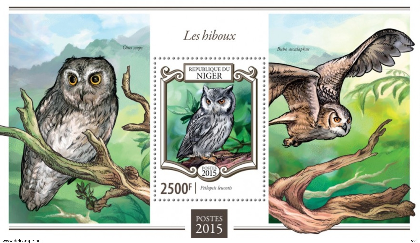 Niger 2015. [nig15121] Owls (s\s+block) - Owls