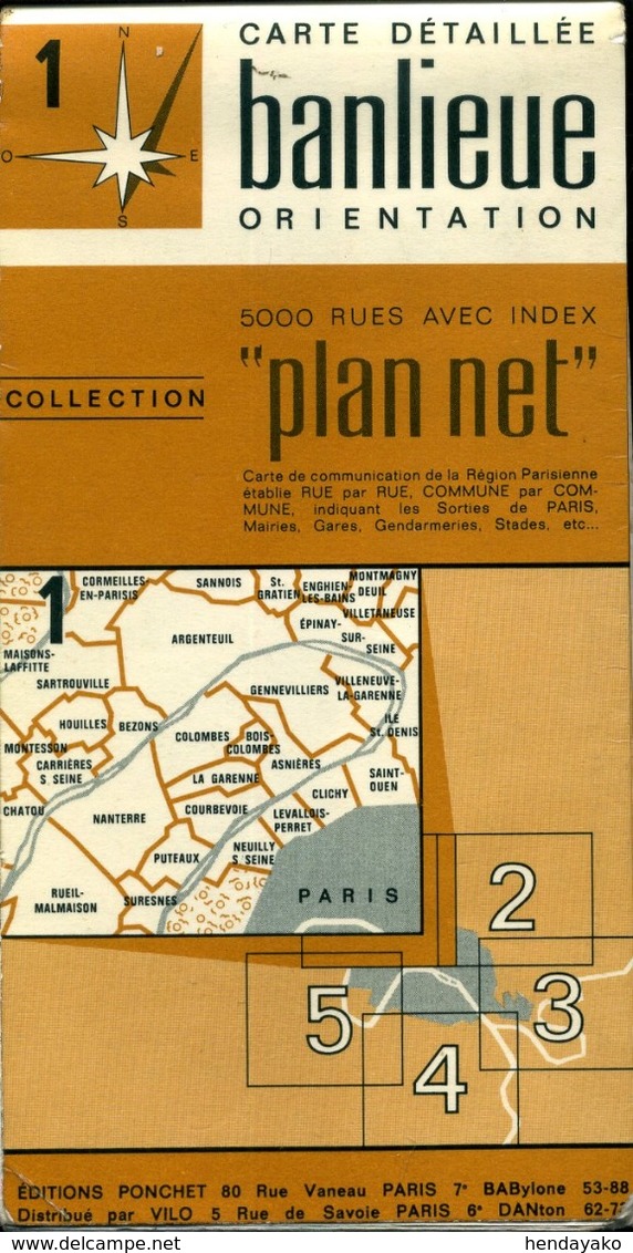 4 Cartes Routières Collection " Plan Net " Banlieue De Paris N°1/2/4/5 - Strassenkarten