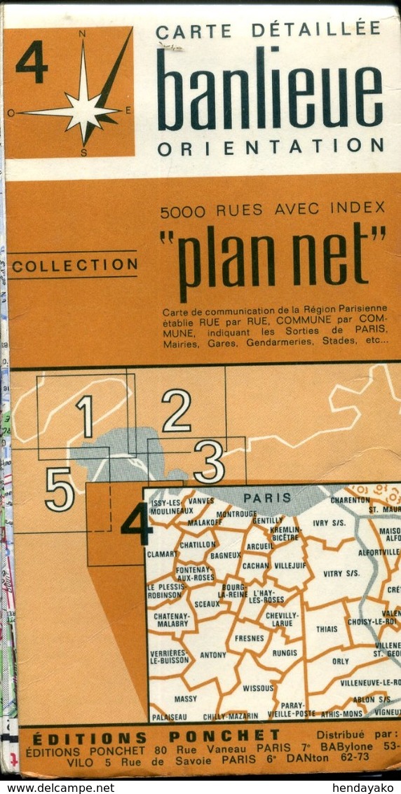 4 Cartes Routières Collection " Plan Net " Banlieue De Paris N°1/2/4/5 - Strassenkarten