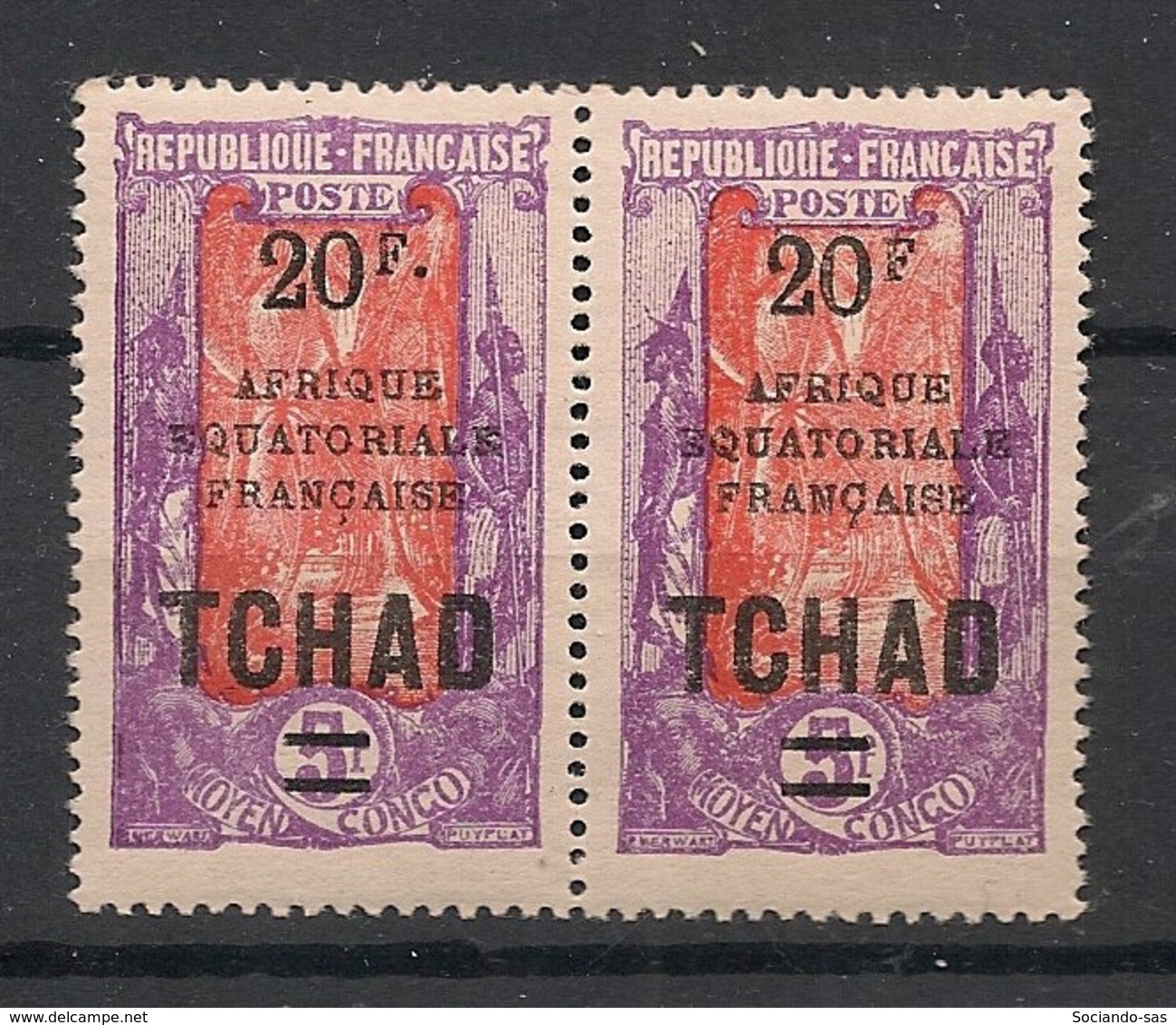 Tchad - 1926-27 - N°Yv. 52a + 52 - Variété Sans Point Après F Tenant à Normal - Neuf Luxe ** / MNH / Postfrisch - Neufs