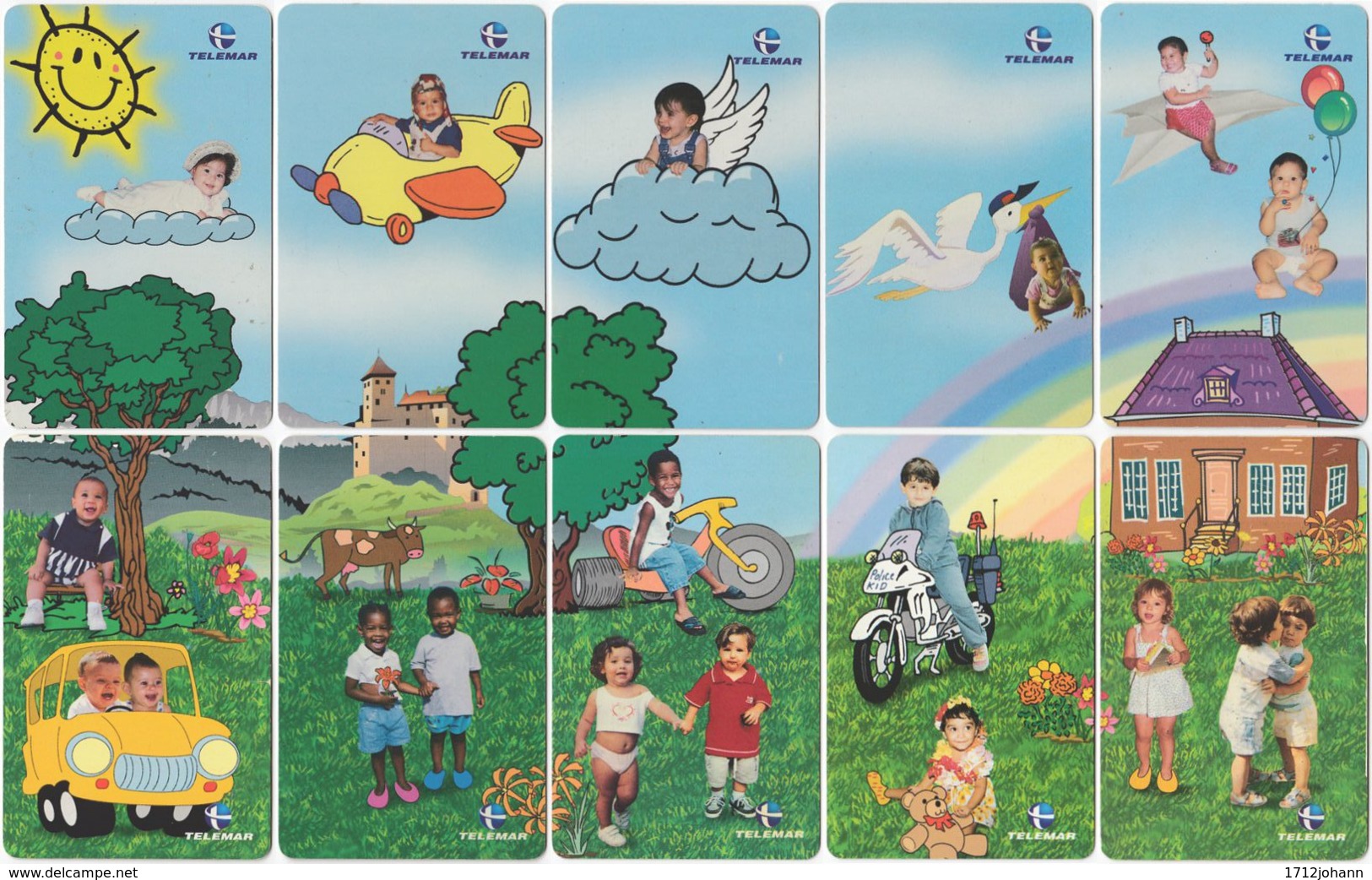 BRASIL J-279 Magnetic Telemar - People, Children - 10 Pieces - Used - Brasilien