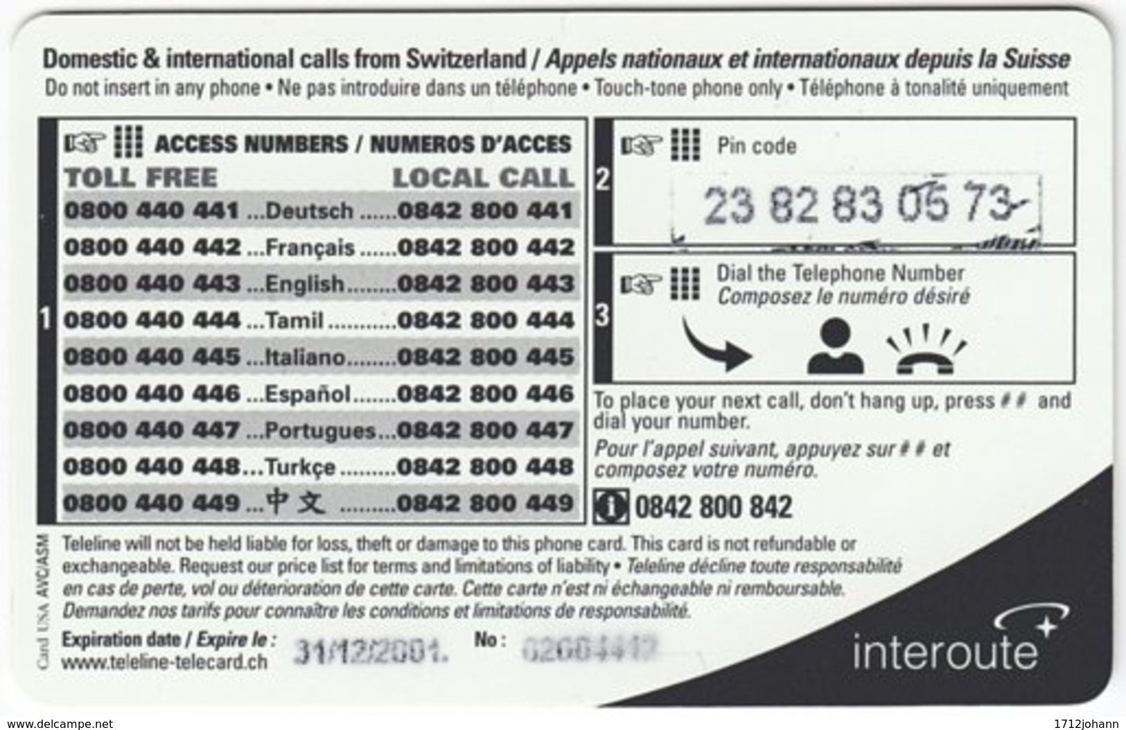 SWITZERLAND C-785 Prepaid Teleline - Landmarks Of Asia - Used - Zwitserland