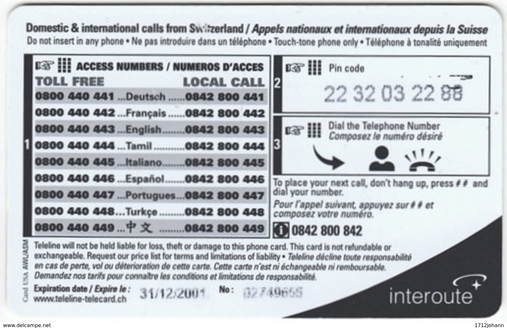 SWITZERLAND C-814 Prepaid Teleline - Food, Sweet, Cake - Used - Suiza