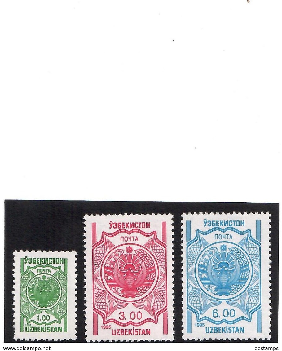 Uzbekistan 1995. Defin.(COA). 3v:1.00-grn-small, 3.00-red,6.00-blue . Michel # 57-59 - Oezbekistan