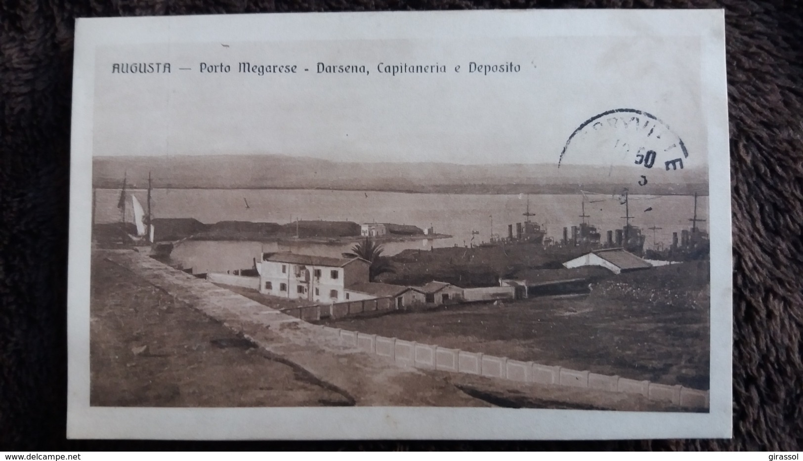 CPA AUGUSTA PORTO MEGARESE DARSENA CAPITANERIA E DEPOSITO SICILIA 1915 - Altri & Non Classificati