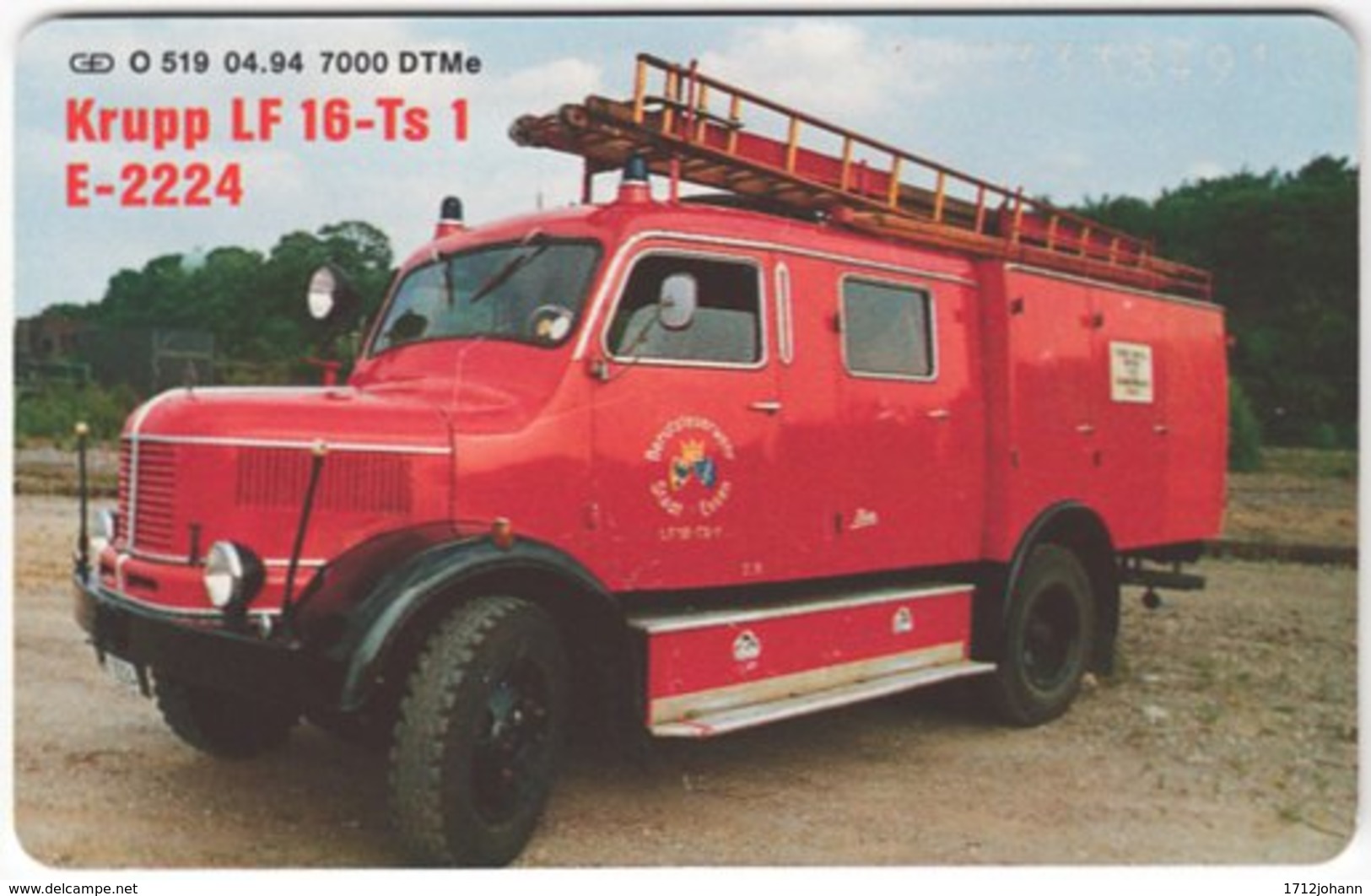 GERMANY O-Serie B-287 - 519 04.94 - Rescue, Fire Engine - MINT - O-Series: Kundenserie Vom Sammlerservice Ausgeschlossen