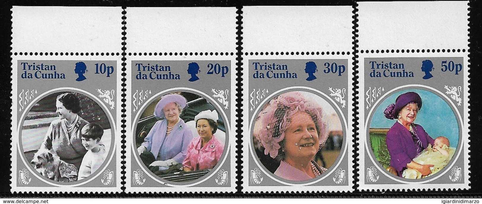 TRISTAN DA CUNHA-1985-4 Valori Nuovi Stl Dedicati Al "85° COMPLEANNO DELLA REGINA MADRE ELISABETTA"-in Ottime Condizioni - Tristan Da Cunha