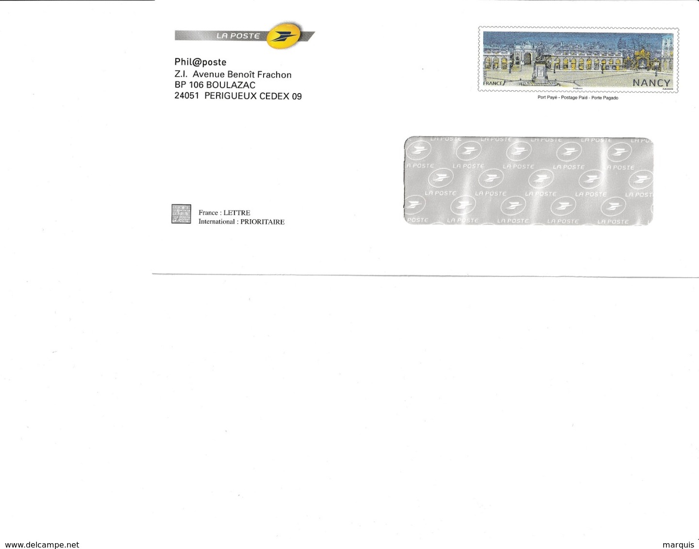 Env. TSC Neuve Avec Fenêtre Phil@poste Nancy- Lot N° 42J/07M073 - PAP : Su Commissione Privata TSC E Sovrastampe Semi-ufficiali