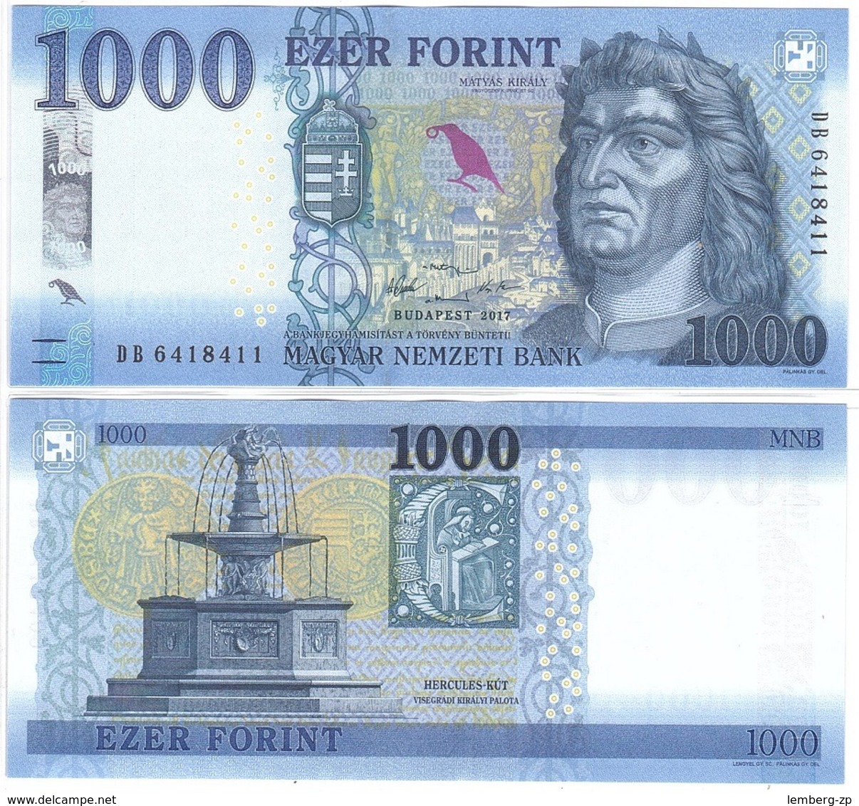 Hungary - 1000 Forint 2017 UNC Lemberg-Zp - Hongrie