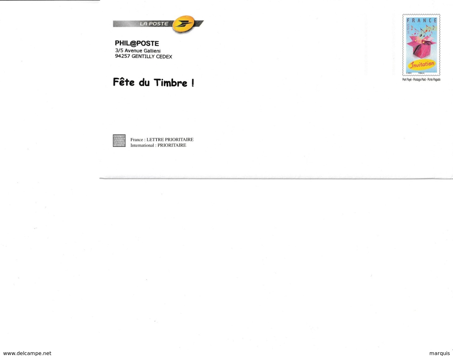 Env. Neuve Phil@poste Fête Du Timbre - Invitation- Lot N° G4S/08P215 - Official Stationery