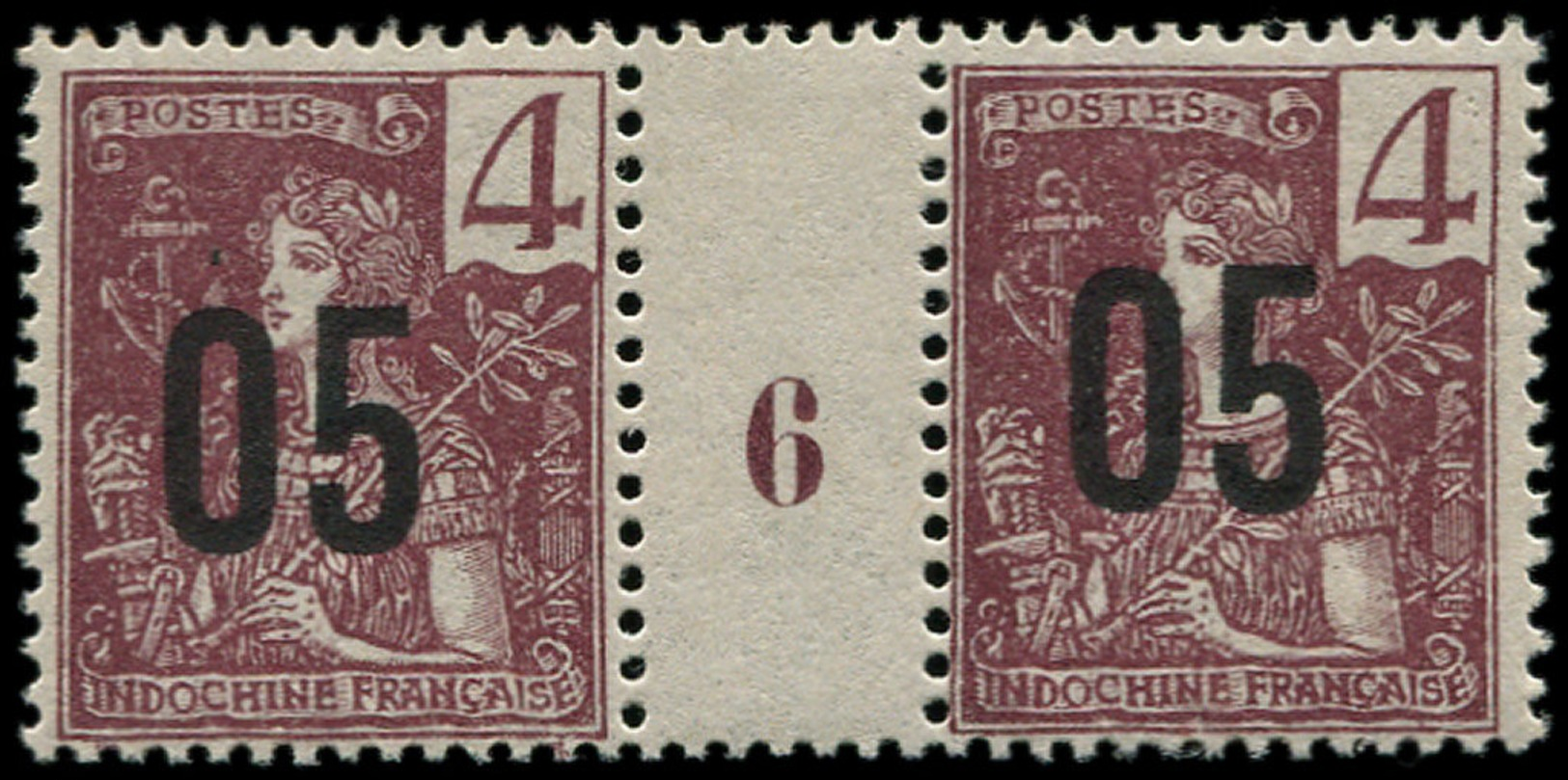 INDOCHINE Poste ** - 59, Paire Millésime "6": 05 S. 4c. (Maury) - Cote: 470 - Unused Stamps