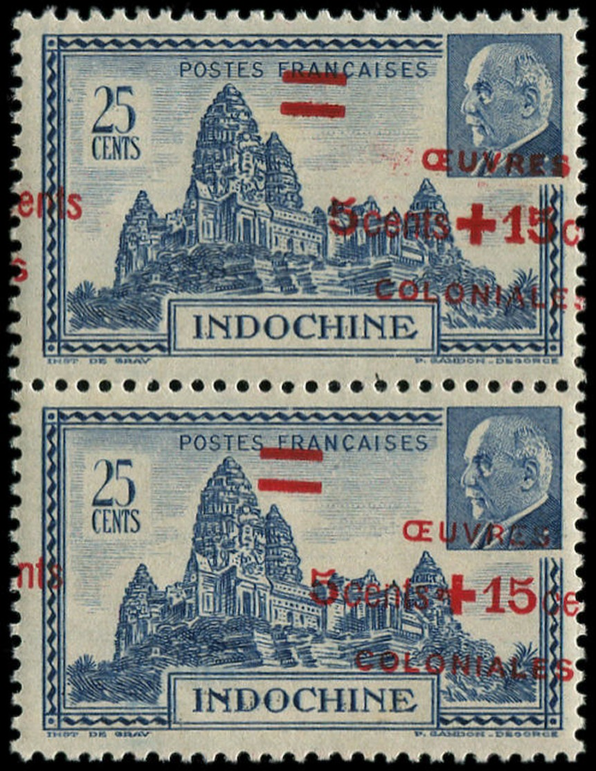 INDOCHINE Poste * - 294, Paire Surcharge à Cheval: Pétain - Unused Stamps
