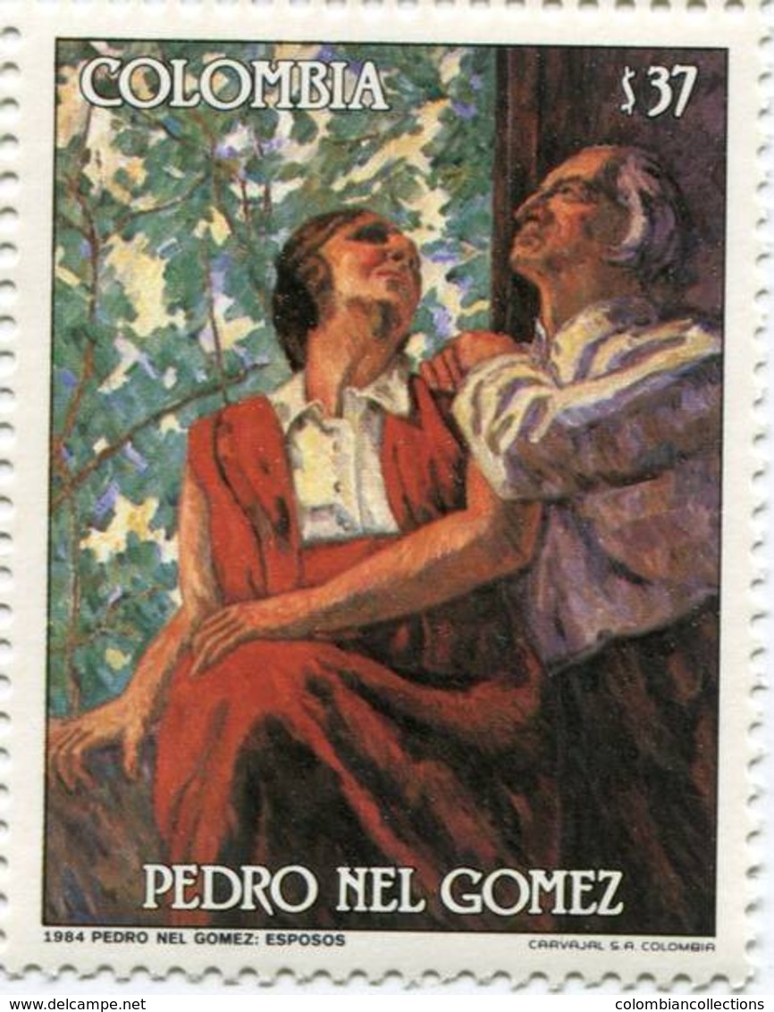 Lote 1667, Colombia, 1985, Sello, Stamp, Pedro Nel Gomez,370 P, Paint, Woman - Kolumbien