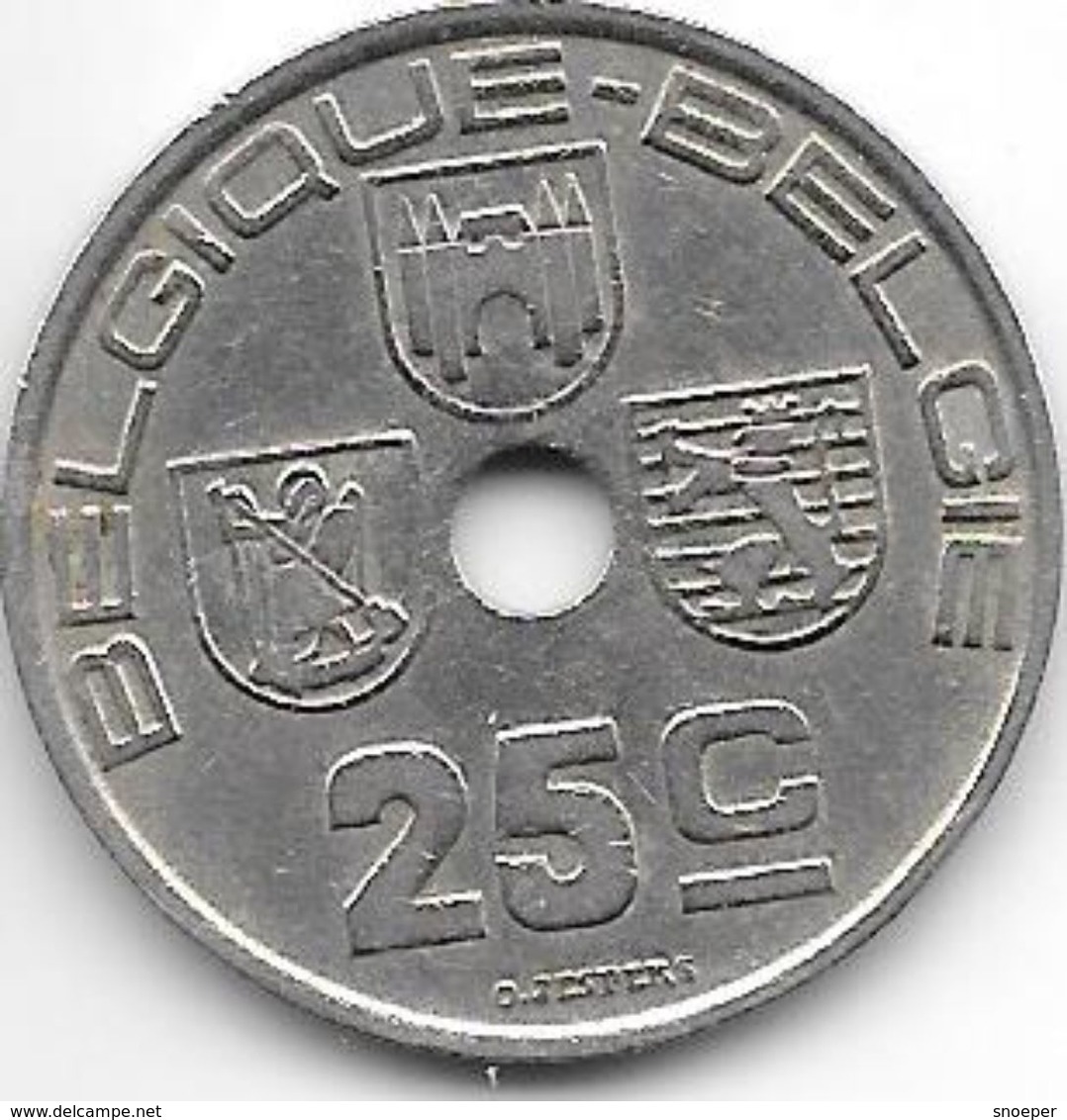 Belguim Leopold III 25 Centimes 1938 French  Xf - 25 Centimos