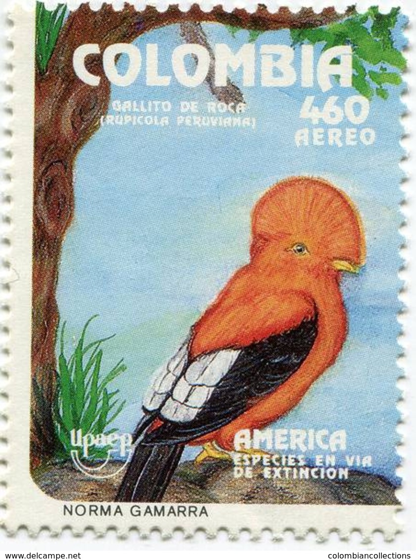 Lote 1926, Colombia,1993, Sello, Stamp, Upaep, Ave, Gallito De Oro, Bird - Colombia