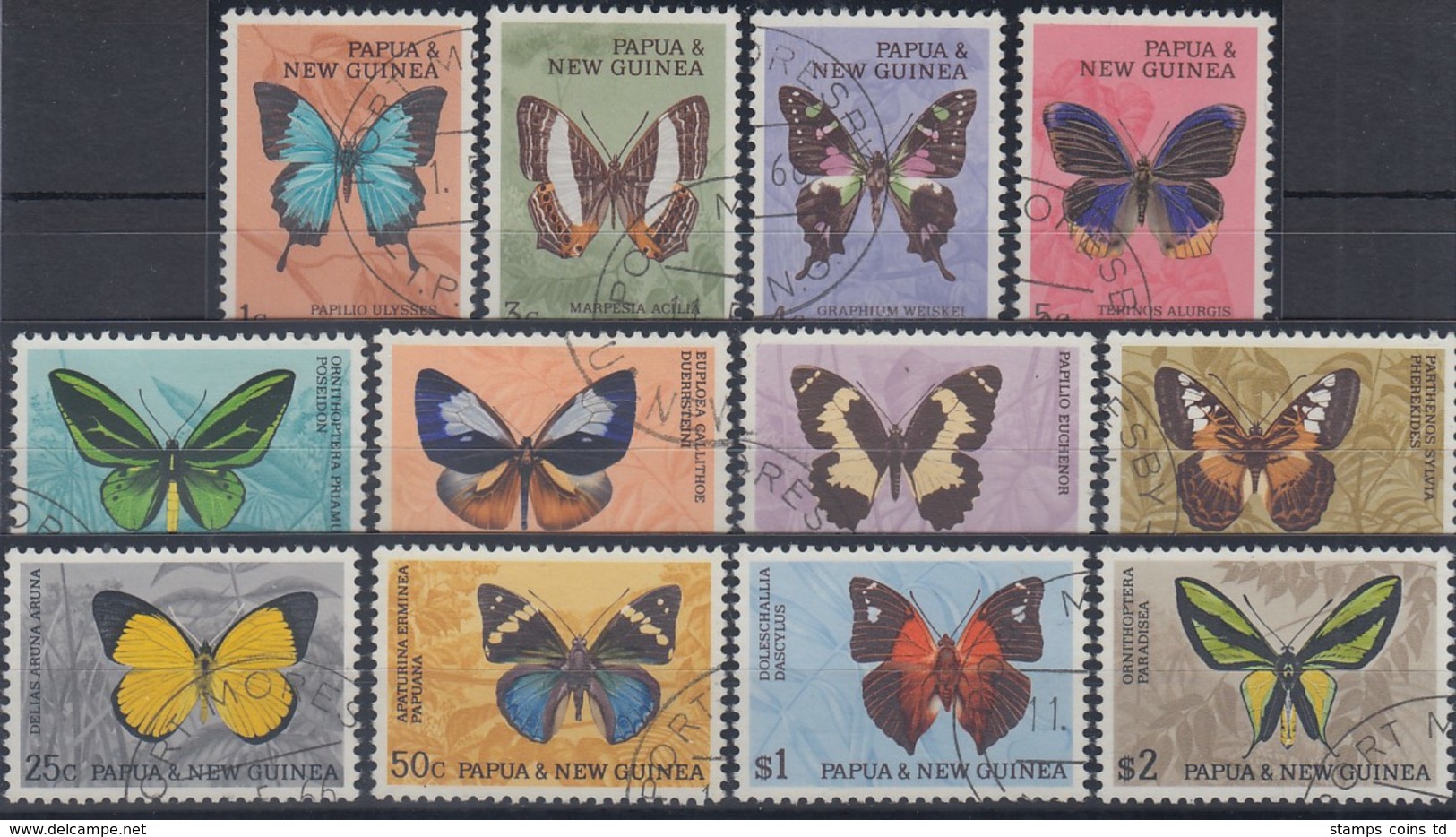 Papua Neu Guinea 1966 Freimarken: Schmetterling Satz Mi.-Nr. 83-94 O  - Papua-Neuguinea