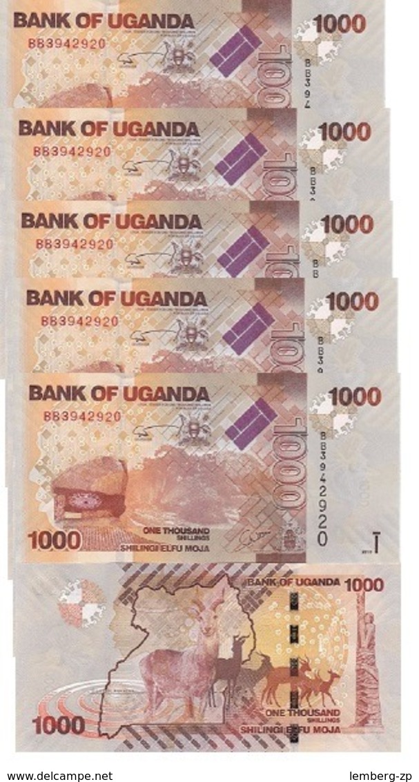 Uganda - 5 Pcs X 1000 Shillings 2010 UNC Pick 49a Lemberg-Zp - Oeganda