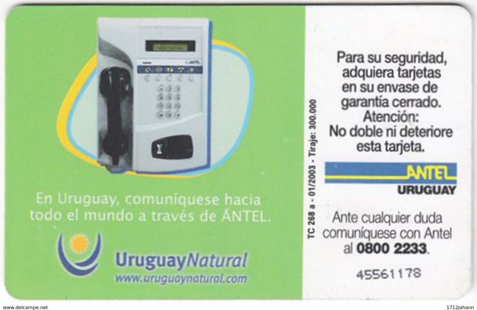 URUGUAY A-443 Chip Antel - Used - Uruguay