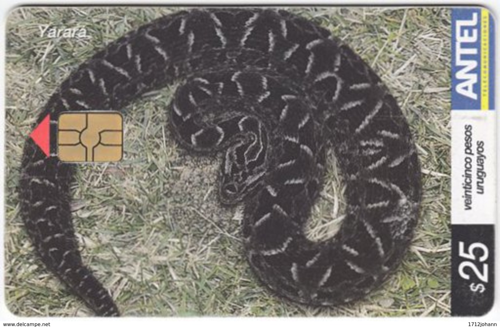 URUGUAY A-450 Chip Antel - Animal, Snake - Used - Uruguay