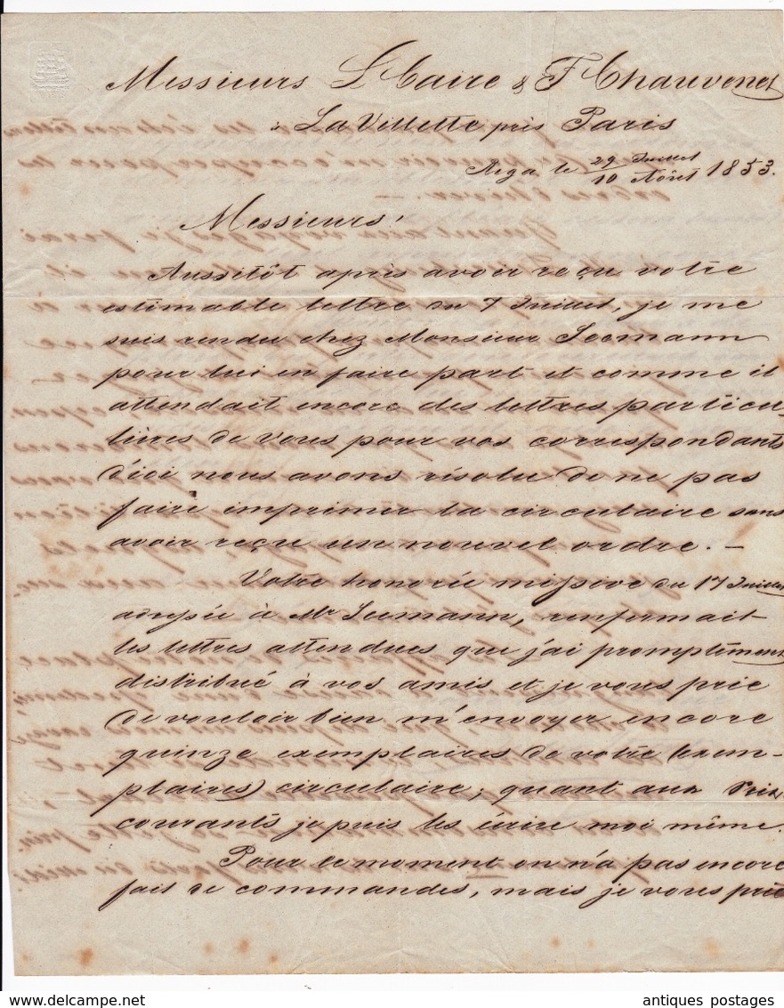 Riga 1853 Lettonie Julius Sturtz AUS RUSSLAND PRUSSE 3 VALENCIENNES 3 Papier Peint Latvija Латвия La Villette