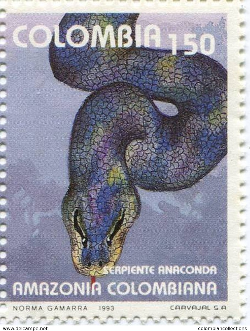 Lote 26ib, Colombia, 1993, Amazonia Colombiana, Culebra, Anaconda Snake, Stamp - Colombia