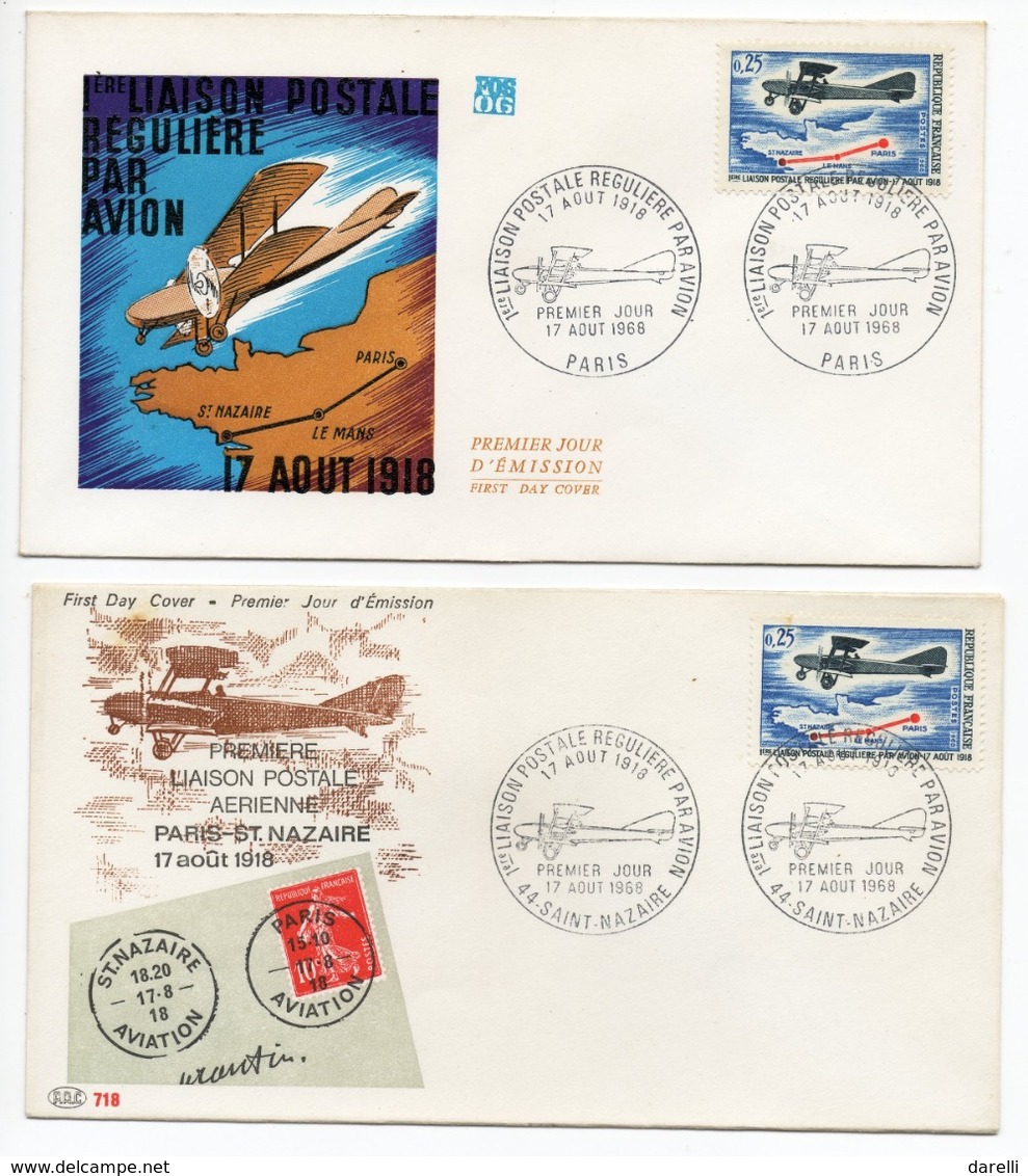 FDC France 1968 - 1ère Liaison Postale Par Avion - YT 1565 - 17/8/1968 Saint Nazaire Et Paris - 1960-1969