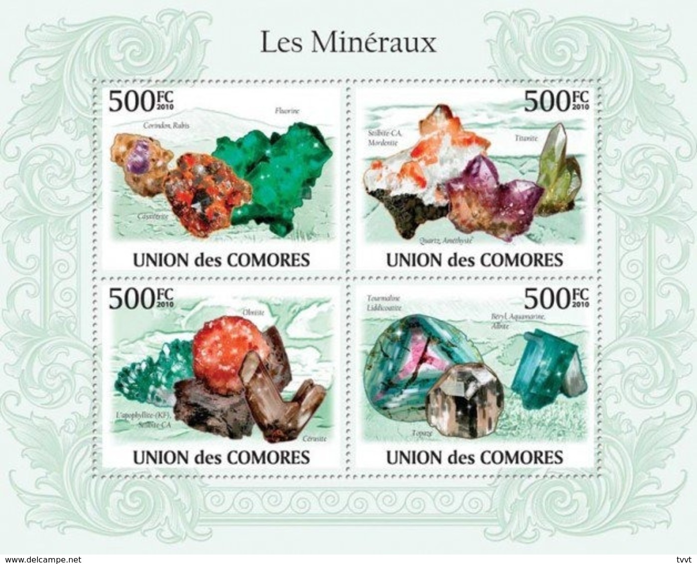 Comoros, 2010. [cm10102] Minerals (s/s+bl) - Minerals