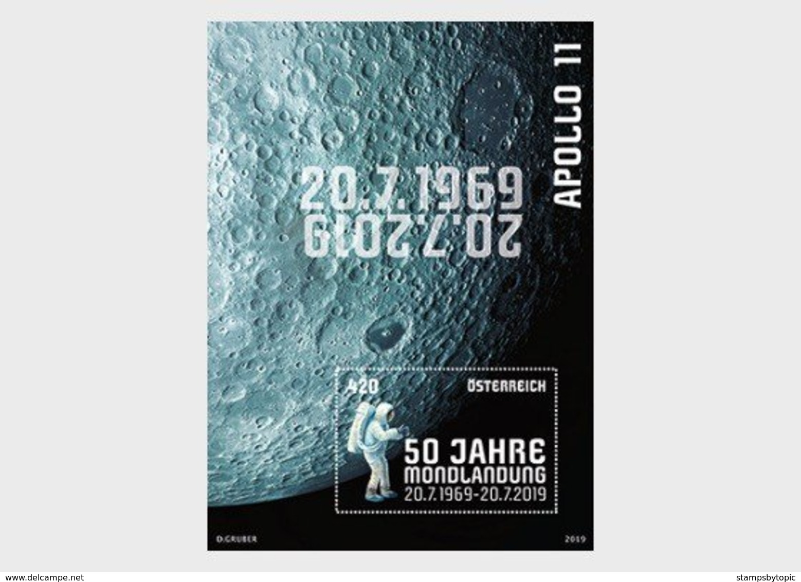 Austria 2019 50th Anniversary Of Moon Landing - Mint Postfrisch 'Glow In The Dark' S/S MNH Space Astronaut Osterriche - Europe