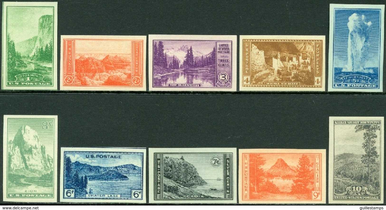 UNITED STATES OF AMERICA 1935 NATIONAL PARKS IMPERF - Unused Stamps